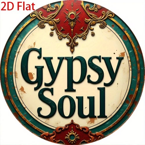 Retro Round Vintage GYPSY SOUL Tin Metal Signs Home Décor 8x8