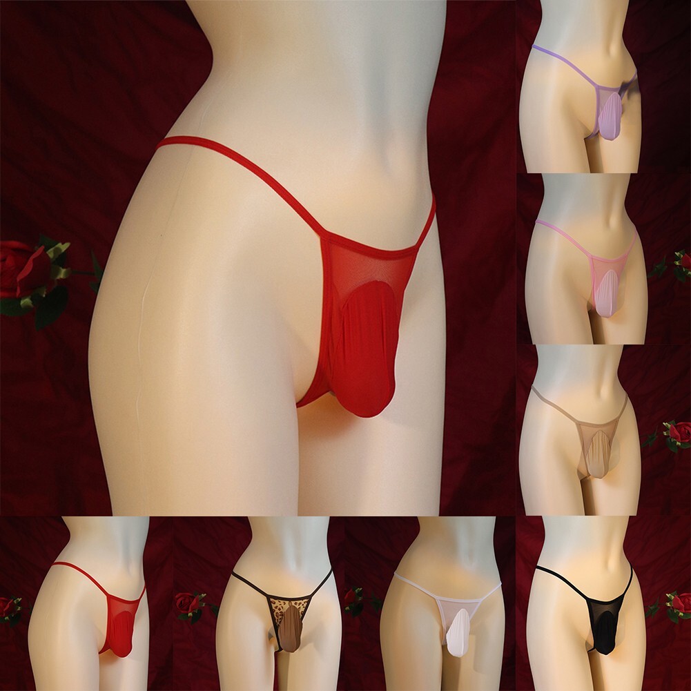 Mens Sissy Leopard Print Sexy Thong Underwear Briefs Pouch Panties G String image 2