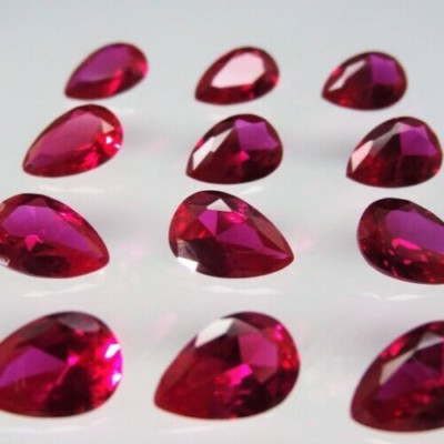 July Birthstone 5 x 4mm Pear Cut Simulated Ruby Loose Stone 3Pcs Lot For Earring