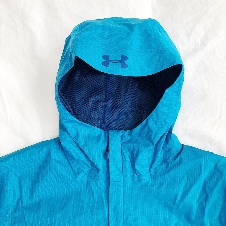 NWT Under Armour Men's Large Overlook Waterproof Rain Jacket UA Storm Blue $90 - Image 3 of 4