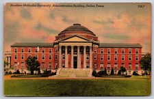 Southern Methodist University Admin Building Dallas TX UNP Linen Postcard A13