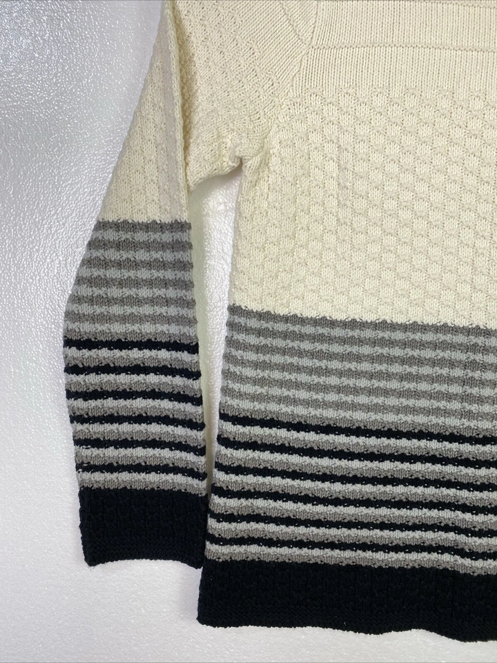 Suéter Grueso Liz Claiborne Mujer L Tejido Pesado Pullover Beige Gris Cuello Simulado Foto 3 de 4