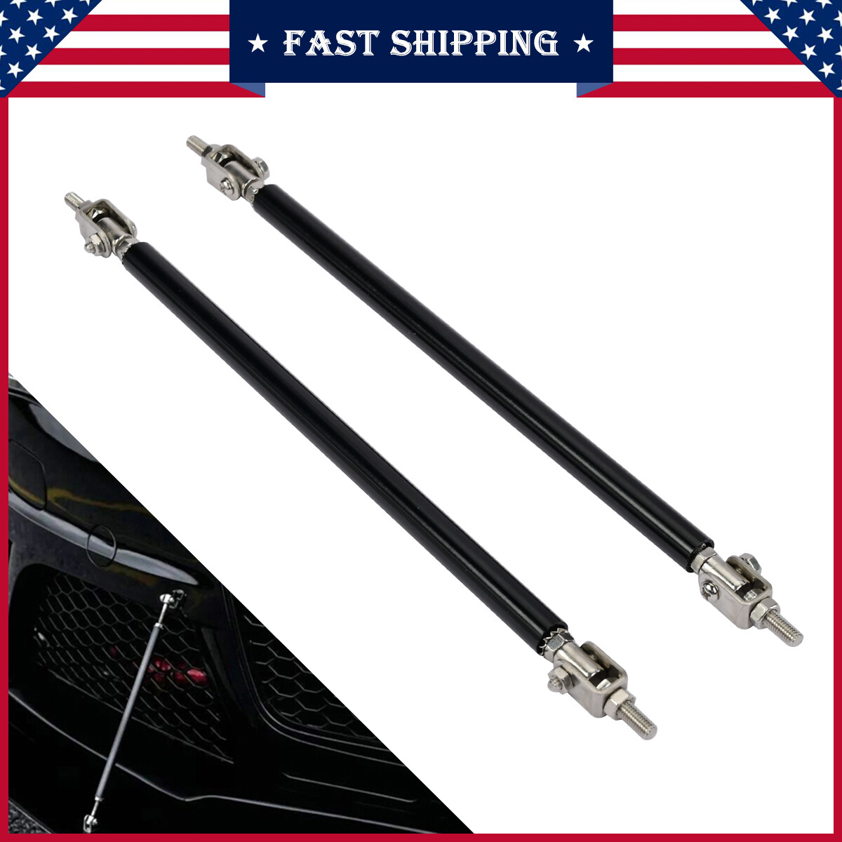 Front Bumper Lip Spoiler & Strut Rods Body Kit For Maserati	GranTurismo 2DR AB