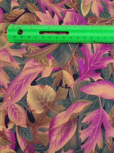 AUTUMN LEAVES 100% cotton fabric quilting material purple green RJR quality 2+yd - Picture 1 of 16