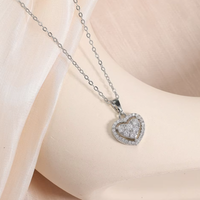 Silberne Halskette Mit Zirkonia AnhäNger -Herz Optik- Edler Damen Schmuck