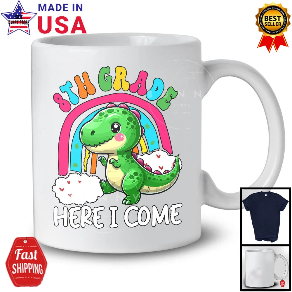 8th Grade Here I Come; Lovely Back To School T-Rex Rainbow; Girls Students Shirt