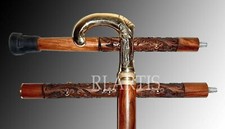 Victorian Umbrella Brass Handle, Vintage Designer Wooden Walking Stick Cane gift