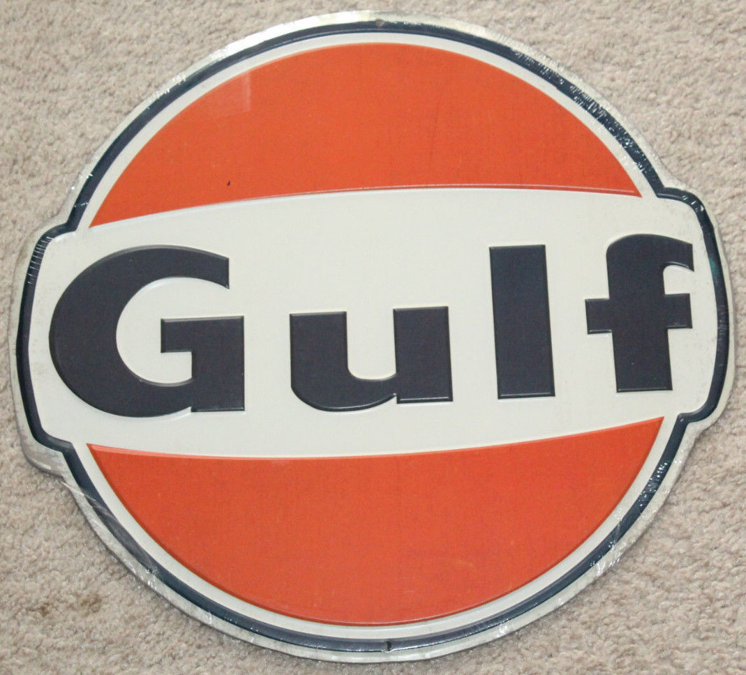 GULF OIL GAS SIGN NEW VINTAGE 1960'S Look ADVERTISING GAS PUMP