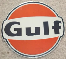 GULF OIL GAS SIGN NEW VINTAGE 1960'S Look ADVERTISING GAS PUMP SIGN 12''