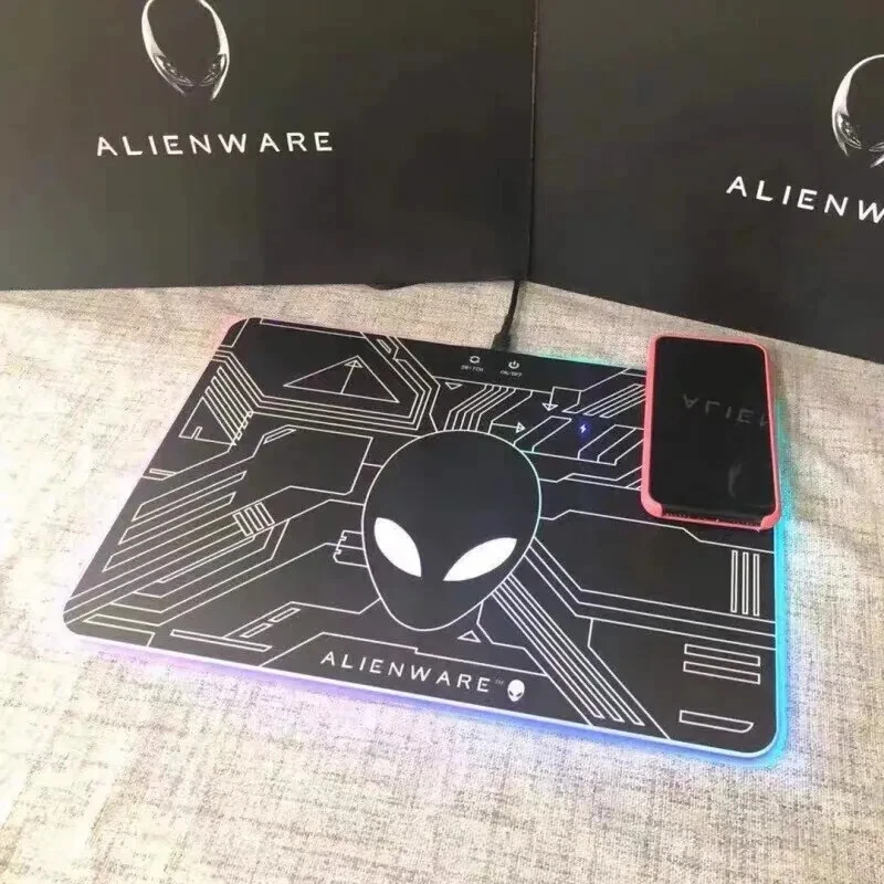 New ALIENWARE 11 Color LED RGB Mouse Pad Wireless Phone Charging Computer Desk - Image 4 of 4