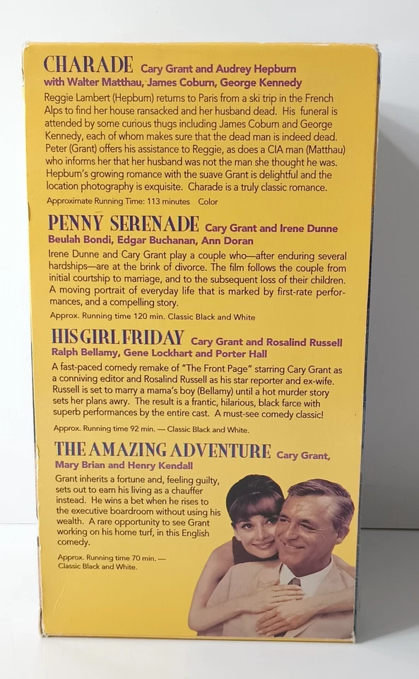 Vintage Cary Grant 4 VHS Box Set Adventure Sealed 1993 Front Row Entertainment - Image 4 of 4