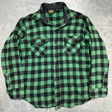 Vintage 80s Woolrich Wool Shirt Green Buffalo Plaid Men’s Size Medium 44 USA