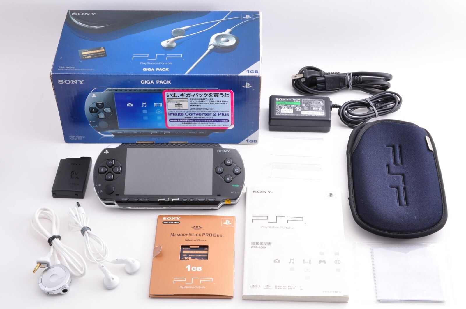 Sony PlayStation Portable PSP 1000 Black Console Giga Pack Boxed Works fine  EXC