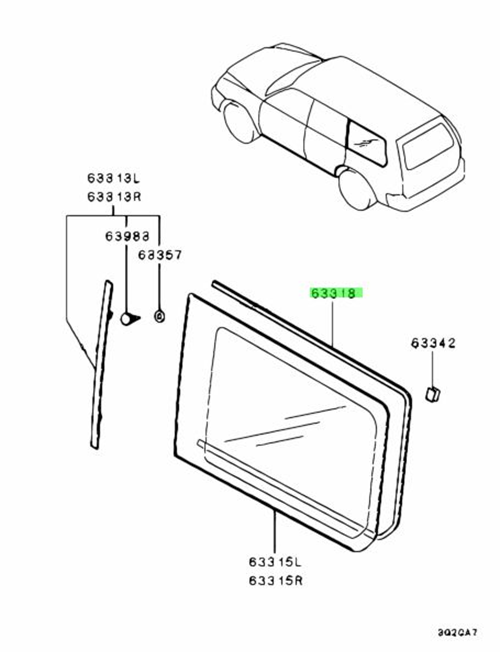 Mitsubishi Challenger Dam qtr window MR971757 Genuine JDM OEM | eBay