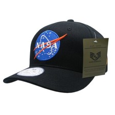 Black NASA Meatball Logo Insignia Structured Space Adjustable Baseball Hat Cap