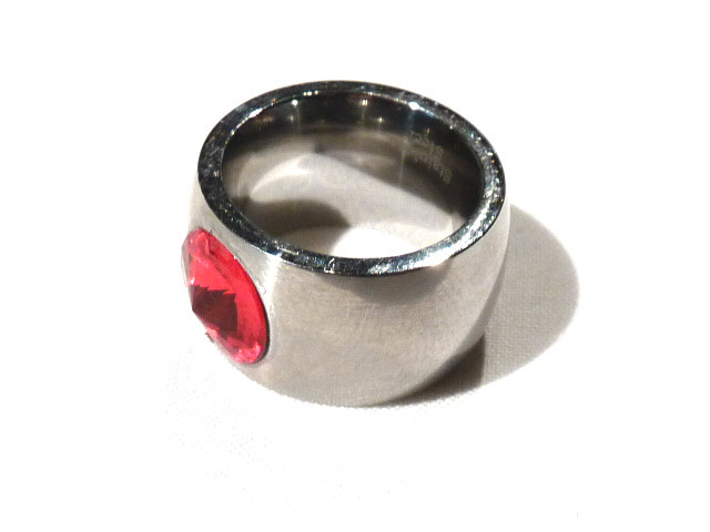 Bague en acier doré gros jonc lisse et bombé