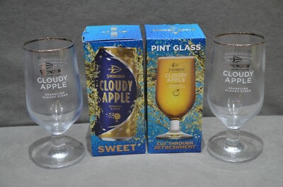Paar (2) Strongbow bewölkter Apfelwein ein Pint Glas Geschenk in Box Neu CE M18