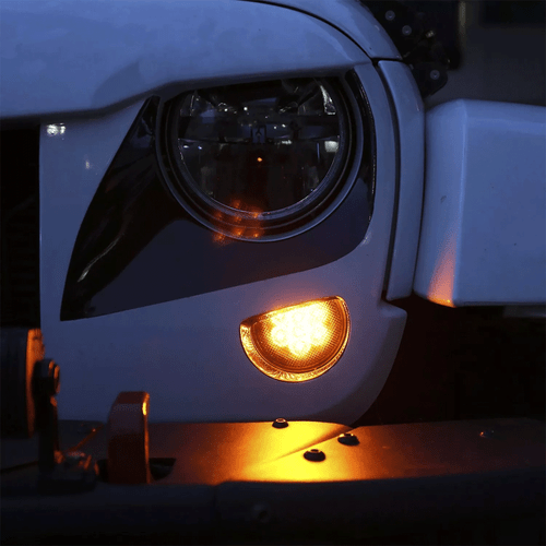 Front Amber LED Turn Signal Lights for Jeep Wrangler JK 2007-2018 (Smoke Lens) - Foto 8 di 10