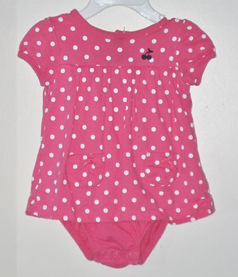 CARTER'S Size 9 Months Girls Pink Polka Dot Short Sleeves Body Double Bodysuit