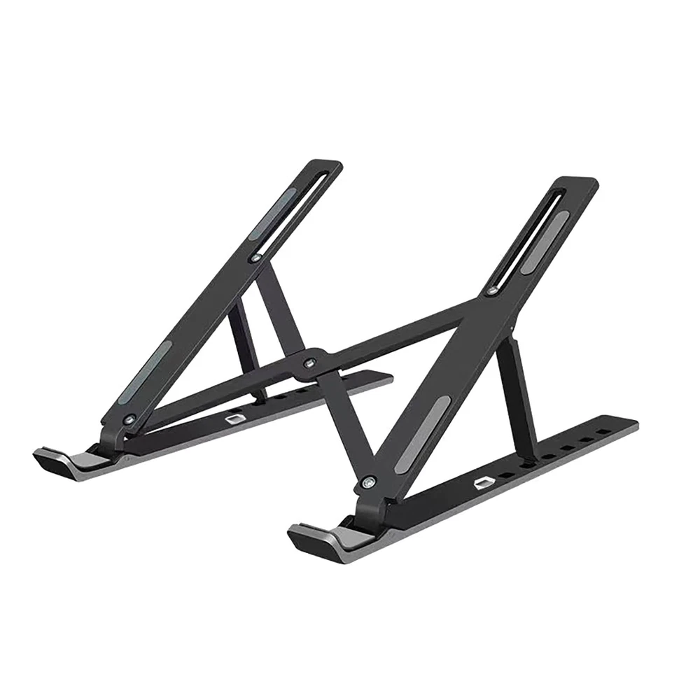 Portable Single-Fork Folding Laptop Stand with Cooling Base for Desk or Tablet