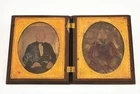 Colorized Ambrotype of Man & Woman in 1/2 Plate Union Case V28