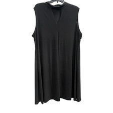 Tianna Black sleeveless stretchy keyhole mandala collar dress plus sz 22W