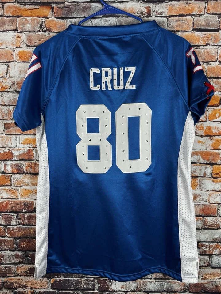 Camiseta mediana Victor Cruz New York Giants azul para mujer lentejuelas NFL Foto 3 de 4