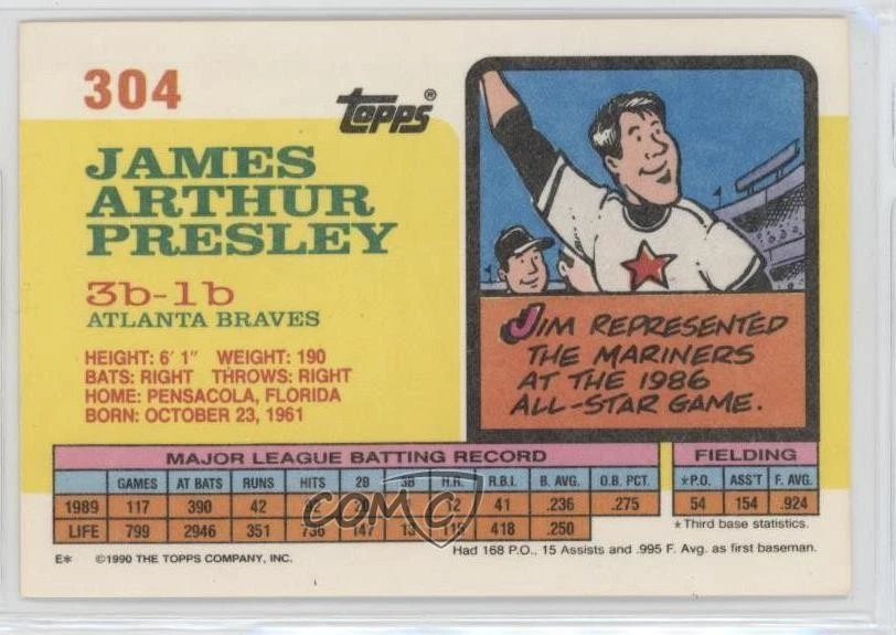 1990 Topps Big Jim Presley #304 - Image 2 of 2