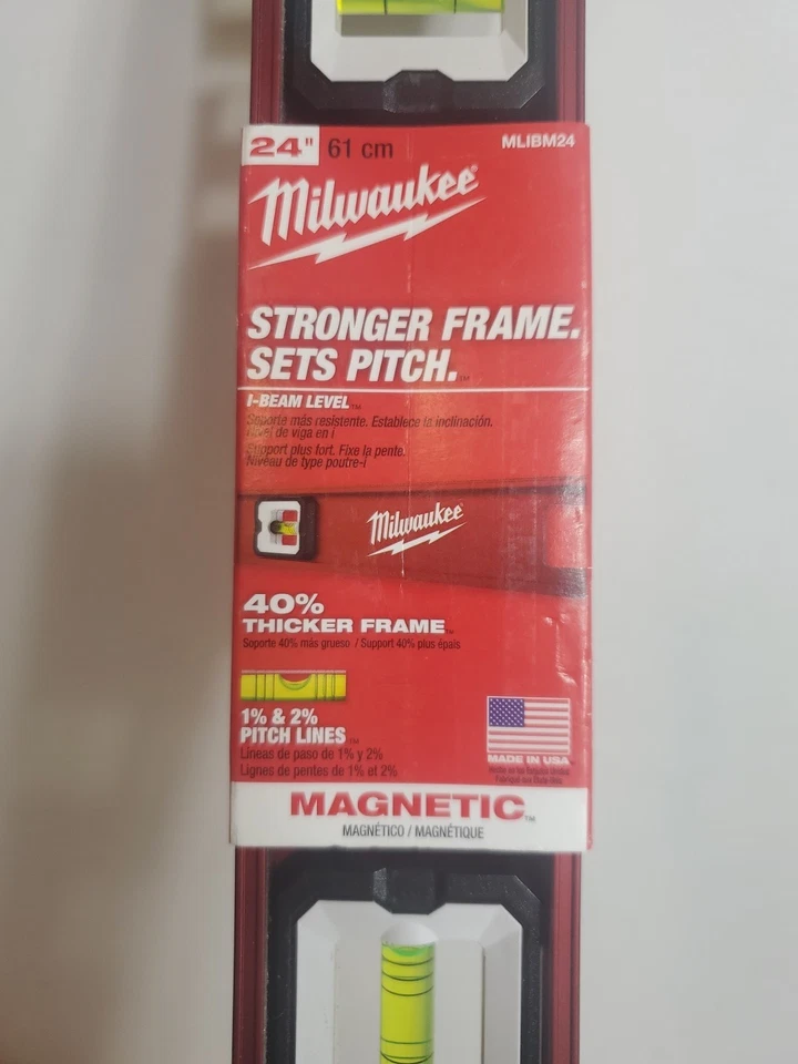 Milwaukee MLIBM24 24" Heavy Duty Frame All Metal Magnetic I-Beam Level NEW 2 - Image 2 of 3