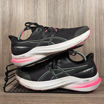 Asics Fitnessschuhe Herren Größe UK 9,5 GT 2000 12 schwarz silber pink Laufschuhe Turnschuhe