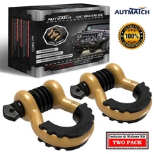 AUTMATCH D Ring Shackle 3/4" Heavy Duty For Off Road Recovery, Gold & Black