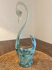 Vintage Murano Style Art Glass Swan Figurine Sculpture Bowl Votive Holder MCM