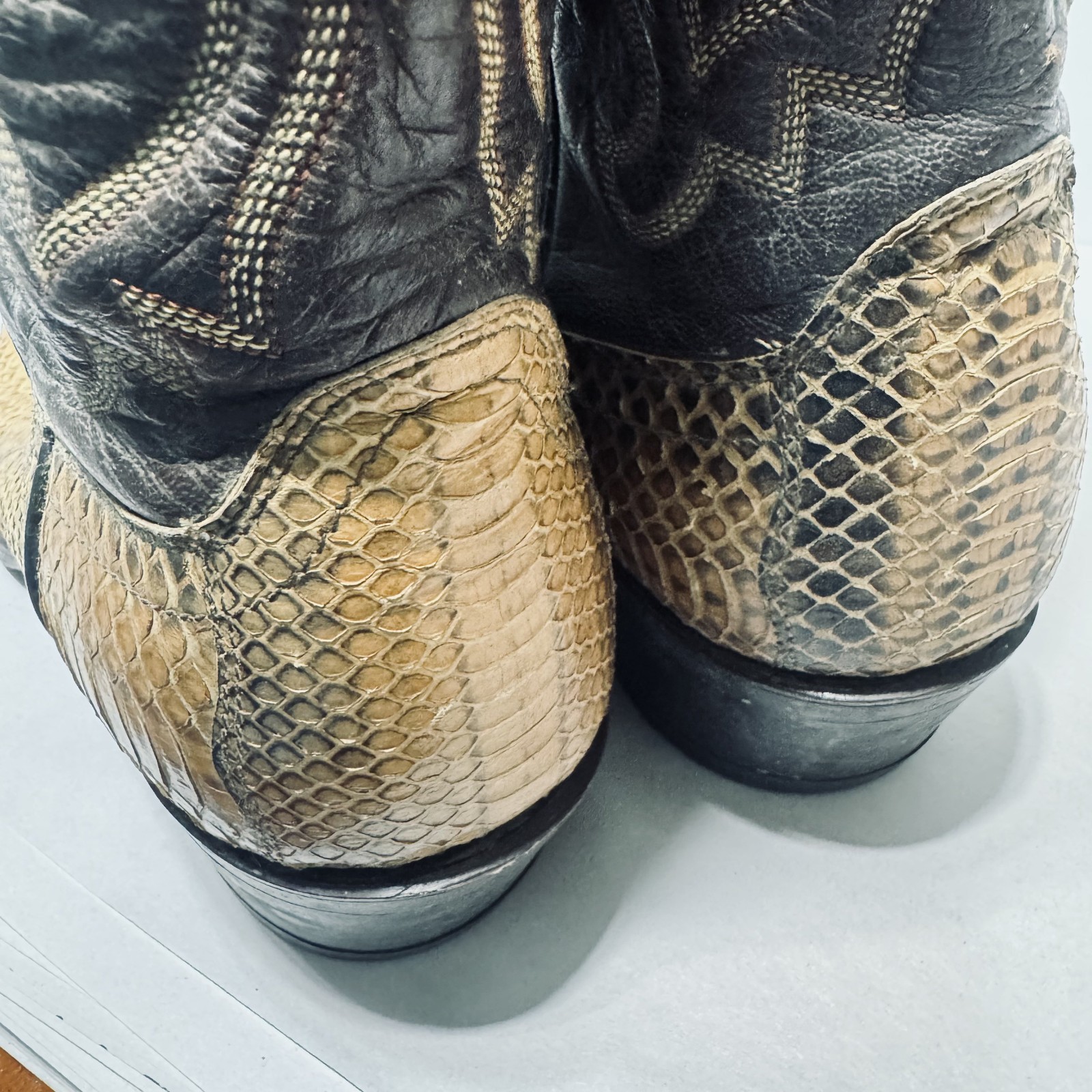 Dan Post Vintage Python Snakeskin Leather Western… - image 7