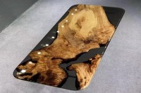 Moderner Tisch Aus Epoxidharz, Stilvoller Grau Transparent, Rechteckiger Tisch