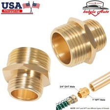 2PCS Garden Hose Adapter 3/4" GHT Male to 1" NPT Male Brass Water Hose Connector