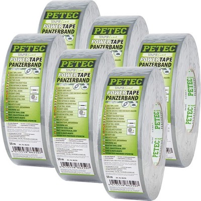 Petec Fabric Tape Armoured Tape Power Tape Silver 6x 50m Adhesive Tape High Adhesive Strength
