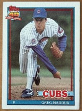 ungraded Greg Maddux #35 1991 Topps bseball card