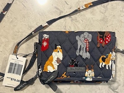 NWT- Vera Bradley Dog Print Zip-Around Crossbody Wallet ,Gray/Multicolor