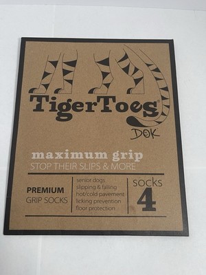 Tiger Toes premium Grip Dog Socks By DOK* XXS GREY/BLACK NEW