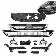 For CR-V CRV 2010-11 Bumper Upper Lower Chrome Grille + Fog light Kit+4 brackets
