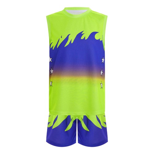 Kids Boys Sport Outfits Color Block Vest and Shorts Set Basketball Training Suit - Picture 30 of 41