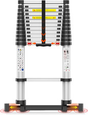 Escalera Telescopica De Aluminio Plegable Para Trabajo 12.5 Pies Ft 330 Libras