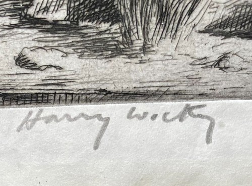 Original Harry Wickey Pencil Signed Artist Proof Etching Of A Boy Drawing - Picture 3 of 6