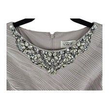 Eliza J Cocktail MOB Sheath Dress Size 6 Pearl Beaded Neck Cap Sleeves 