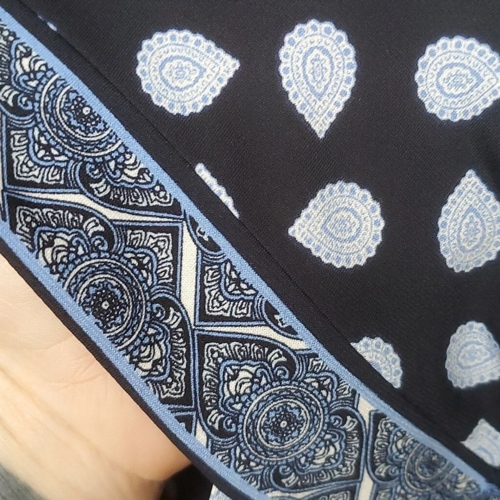 MICHAEL KORS Vestito Blu Mandala Paisley Scollo a Barca Abito Cambio Donna Medium*