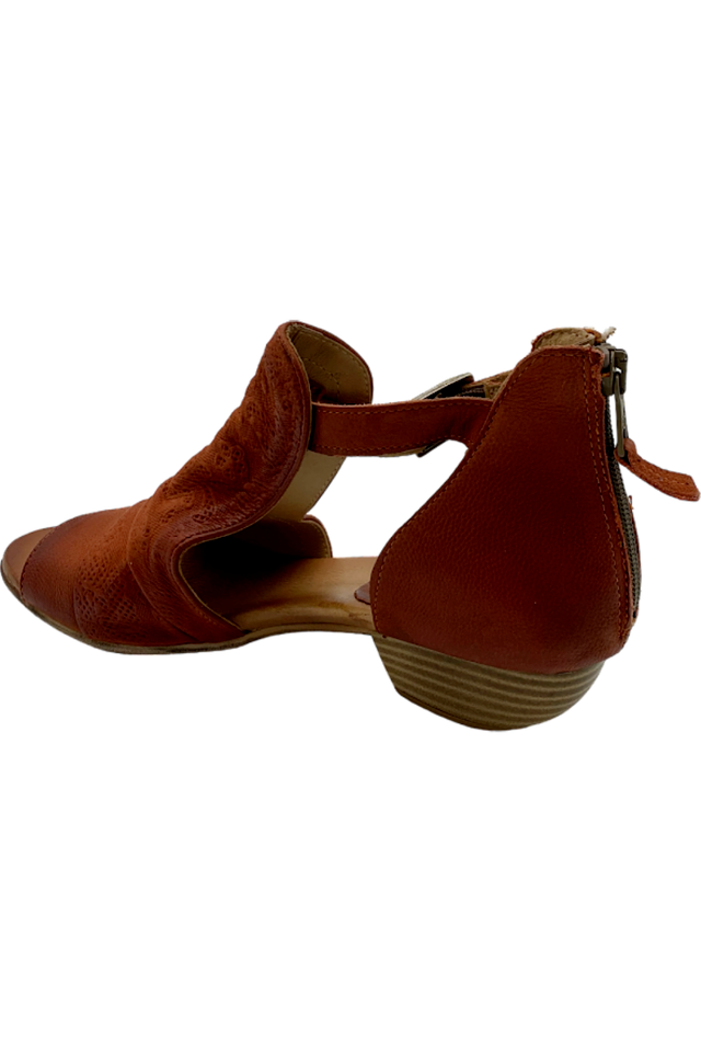 Miz Mooz Leather Wide Width Heeled Sandals-Brick-EU40W (US 9-9.5W
