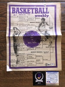 1979 College NCAA Newspaper Tournament Bracket Signed Magic & Bird Beckett PSA