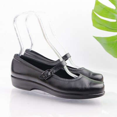 SAS Women's Maria Mary Jane Shoe Size 10 Narrow Flat Black Leather Tripad  Comfy