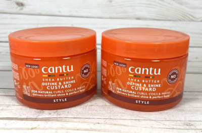 Cantu Shea Butter Define & Shine Hair Custard Curls Coils Waves 12oz (2 Pack)