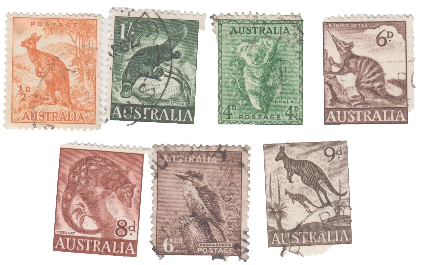 Pre-Decimal Birds Used Australian Stamps